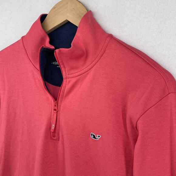 VINEYARD VINES Sweatshirt Mens S Jersey 1/4 Zip Shep Shirt Pullover Cotton Pink - Picture 1 of 14